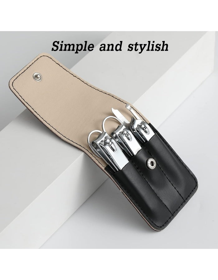 Beauté Secrets Nail Clipper Set – Nail Cutter Set, Manicure Pedicure Kit, Stainless Steel Nail Grooming Kit with PU Leather Case, Portable Travel Nail Kit for Men & Women