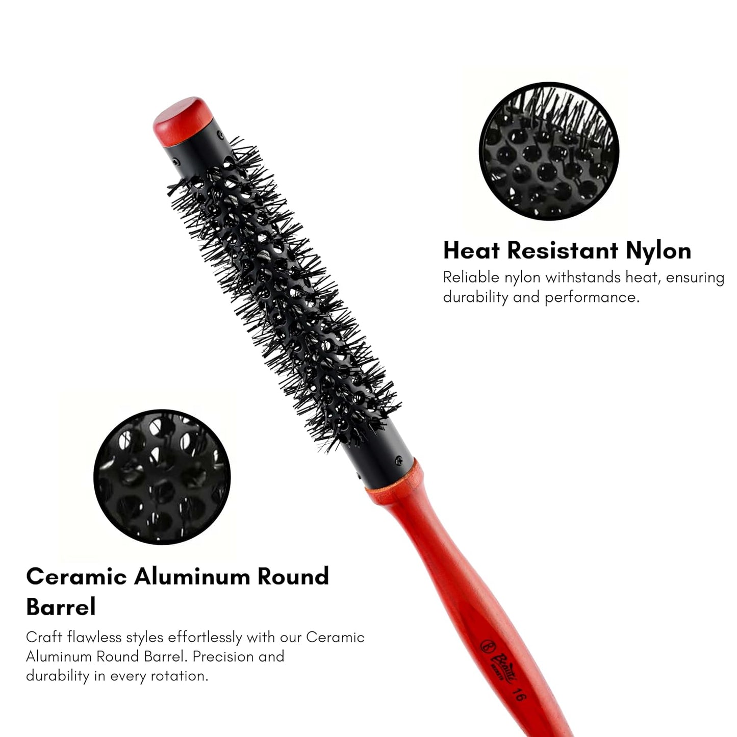 Beauté Secrets 0.6 Inch Mini Quiff Roller Brush Curling Brush with Wooden Handle and Nylon Bristles Short Hair,Thin Hair