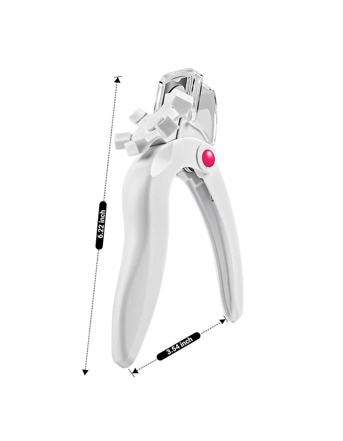 Beauté Secrets Artificial Nail Cutter, Fake Nail Cutter, Adjustable Acrylic Nail Clippers with Sizer and Catcher, Manicure Tool for Salon Home Nail Art, White
