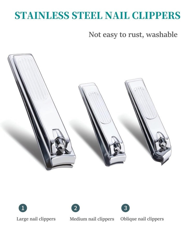 Beauté Secrets Nail Clipper Set – Nail Cutter Set, Manicure Pedicure Kit, Stainless Steel Nail Grooming Kit with PU Leather Case, Portable Travel Nail Kit for Men & Women