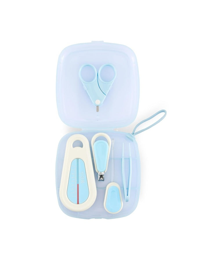 Beauté Secrets 6pcs Baby Nail Care Set | Baby Nail Cutter, Scissors, File, Nose Tweezers, Ear Pick & Bath Thermometer | New Born Grooming Kit