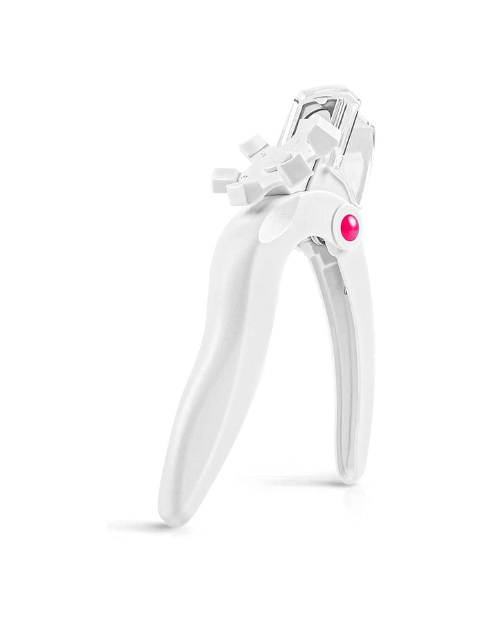 Beauté Secrets Artificial Nail Cutter, Fake Nail Cutter, Adjustable Acrylic Nail Clippers with Sizer and Catcher, Manicure Tool for Salon Home Nail Art, White