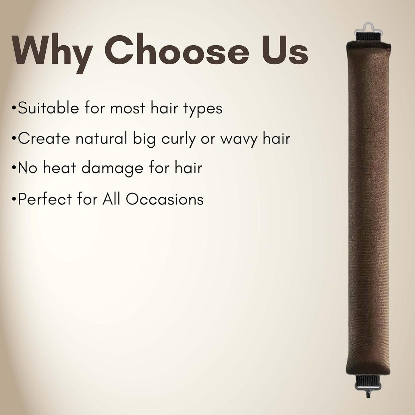 Beauté Secrets Heatless Hair Curler, Flexible Curling Rod with Hook, Satin Rollers for All Hair Types