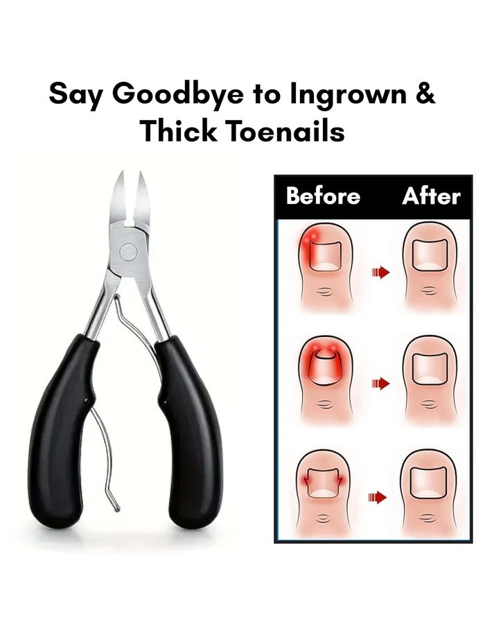 Beauté Secrets Toe Nail Clipper for Ingrown or Thick Toenails, Heavy Duty Toenail Trimmer Nail Clipper Pedicure Tool with Long Handle and Soft Grip for Seniors Black