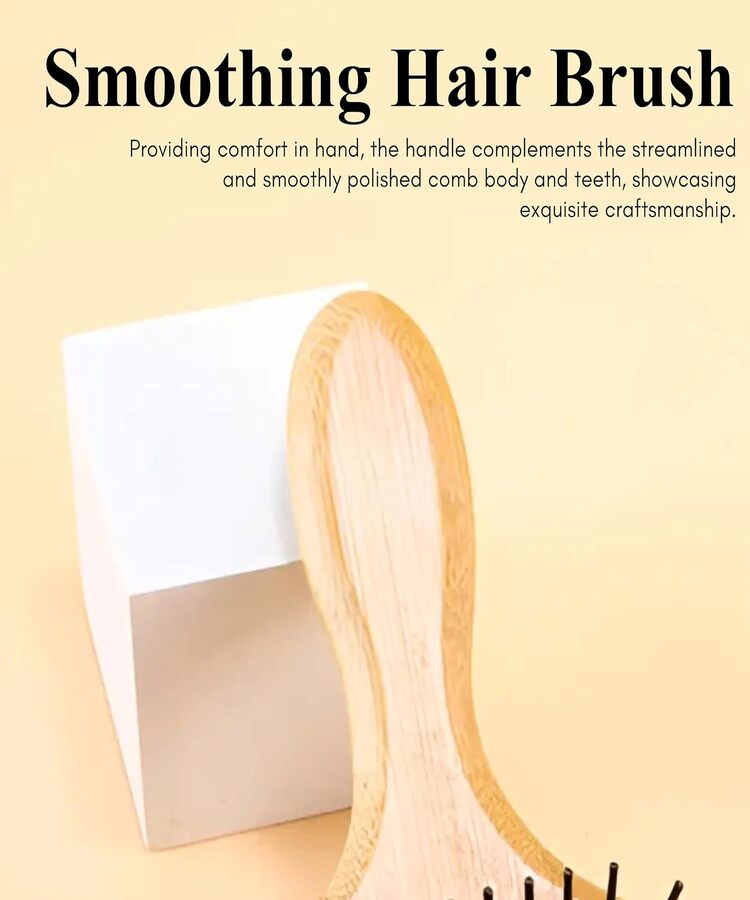 Beauté Secrets Wooden Paddle Hair Brush, Wooden scalp massager for hair growth, Smooth Detangling Brush for Men & Women, Brown