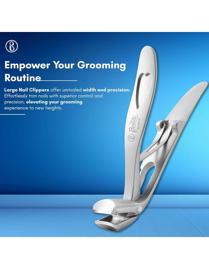 Beauté Secrets Angled Head Nail Clippers for Seniors - Ergonomic Toenail Clipper for Thick Nails, Premium Steel Nail Cutter