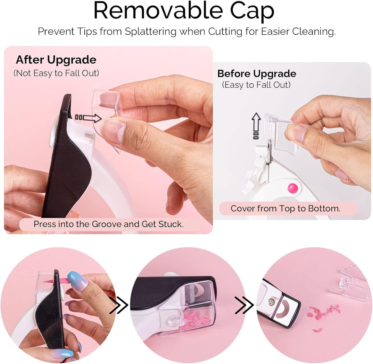 Beauté Secrets Nail Clipper for Acrylic Nails, Adjustable Stainless Steel Tip Nail Cutter with Safety Guard False Nails
