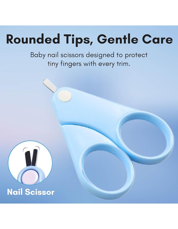 Beauté Secrets 6pcs Baby Nail Care Set | Baby Nail Cutter, Scissors, File, Nose Tweezers, Ear Pick & Bath Thermometer | New Born Grooming Kit