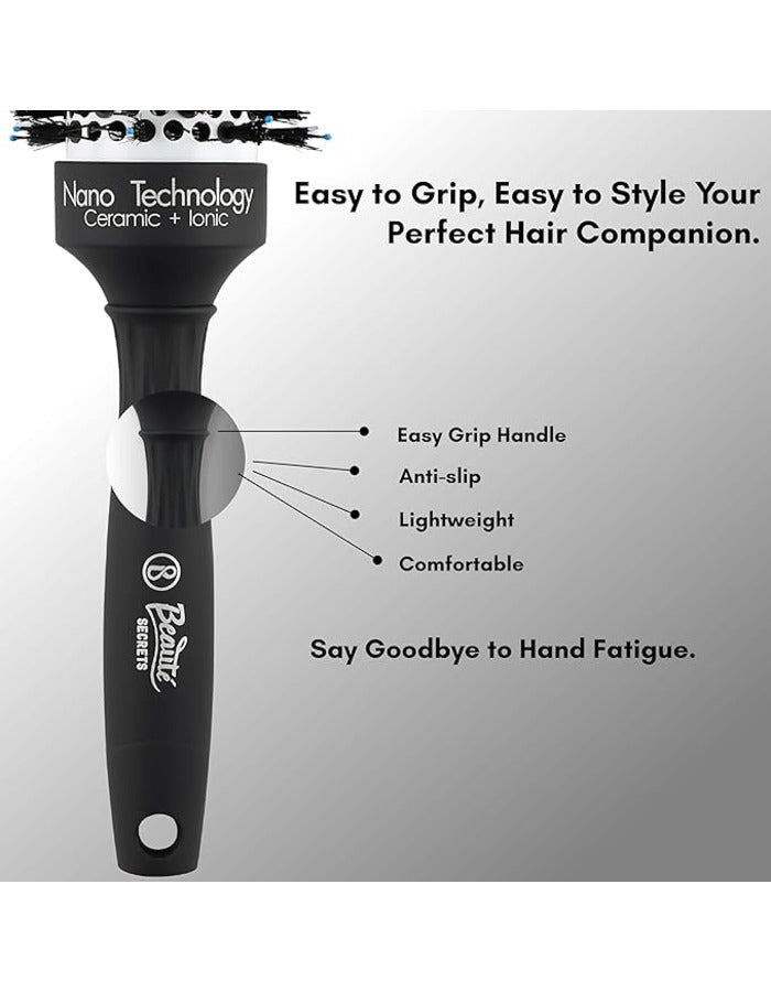 Beauté Secrets 43 mm Round Hair Dryer Brush with Boar and Nylon Bristles