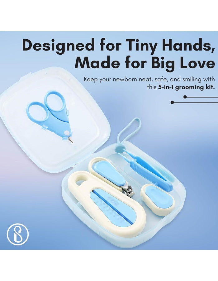 Beauté Secrets 6pcs Baby Nail Care Set | Baby Nail Cutter, Scissors, File, Nose Tweezers, Ear Pick & Bath Thermometer | New Born Grooming Kit