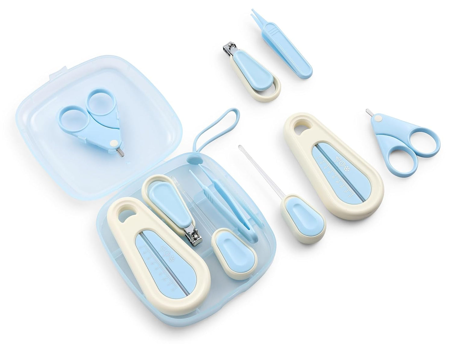 Beauté Secrets 6pcs Baby Nail Care Set | Baby Nail Cutter, Scissors, File, Nose Tweezers, Ear Pick & Bath Thermometer | New Born Grooming Kit