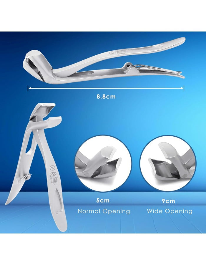 Beauté Secrets Angled Head Nail Clippers for Seniors - Ergonomic Toenail Clipper for Thick Nails, Premium Steel Nail Cutter