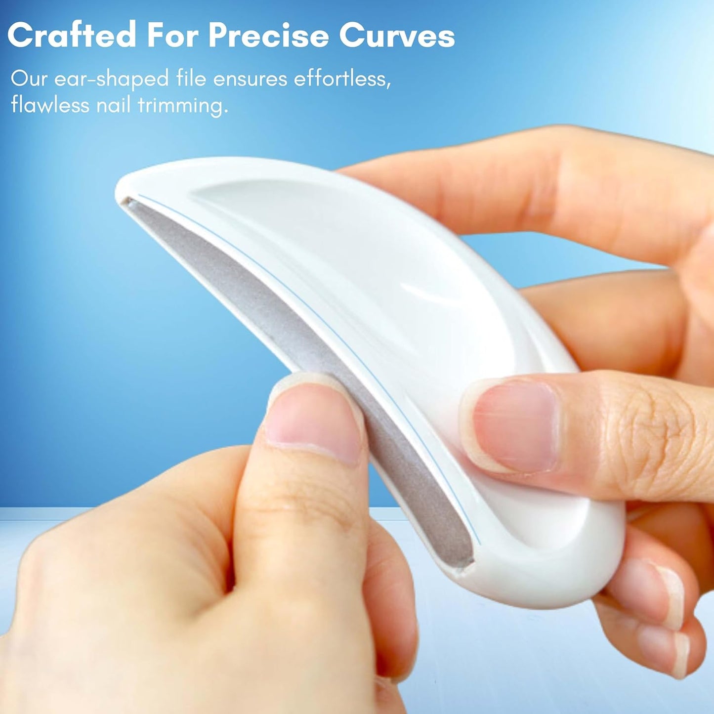 Beauté Secrets Nail Filer and Buffer, Professional Ear-Shaped Nail File with Round Blade