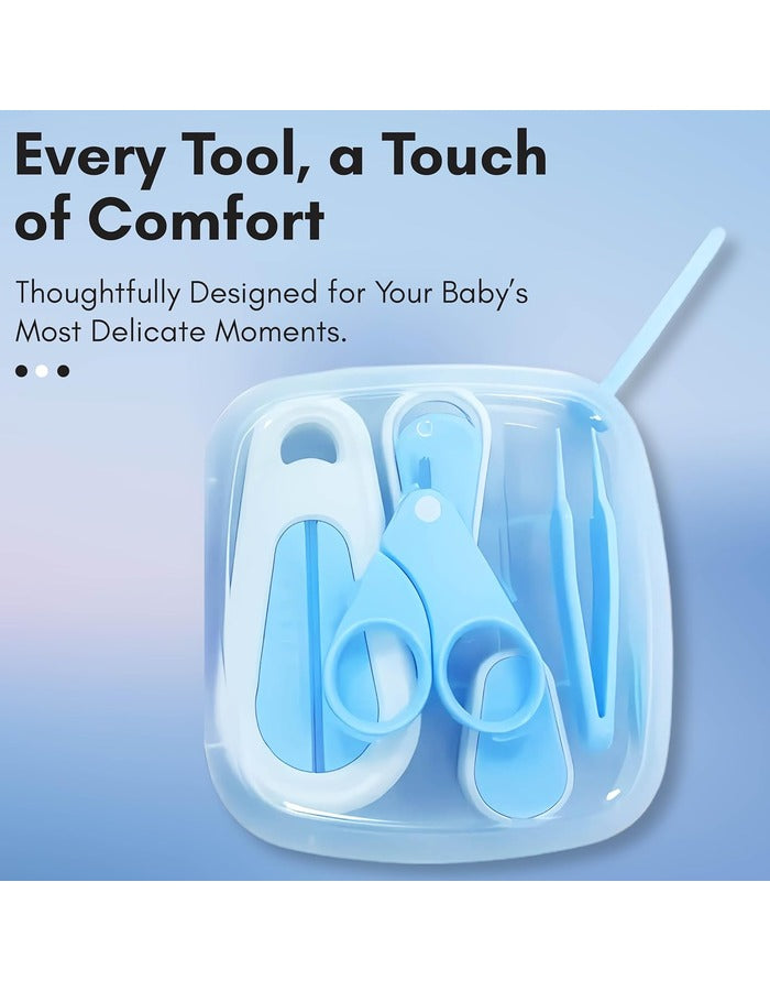 Beauté Secrets 6pcs Baby Nail Care Set | Baby Nail Cutter, Scissors, File, Nose Tweezers, Ear Pick & Bath Thermometer | New Born Grooming Kit