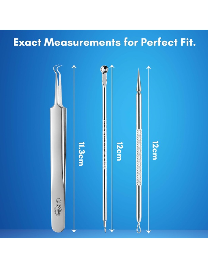 Beauté Secrets Acne Extractor Kit, Blackhead Tweezers and Needle, Pimple Remover tools