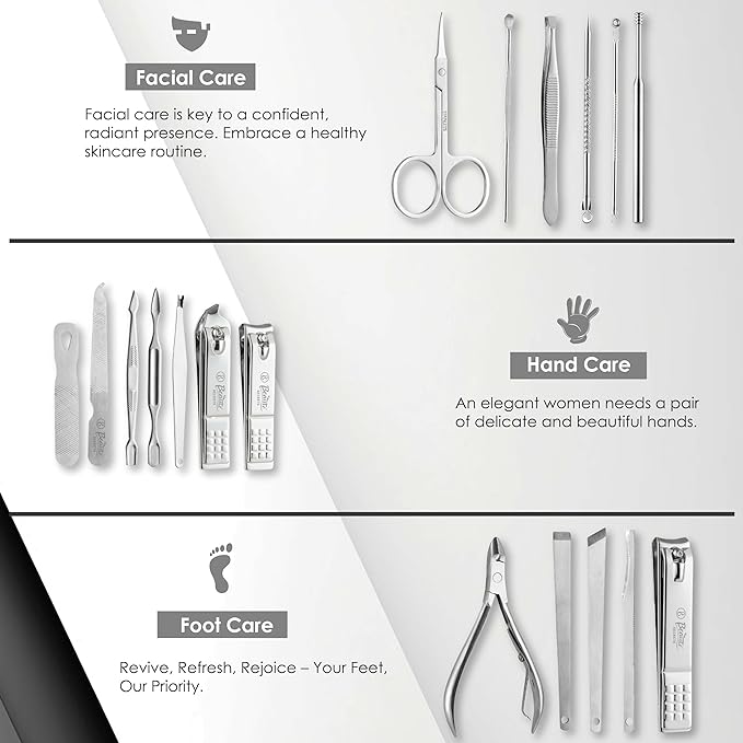 Beauté Secrets 18 in 1 Manicure Pedicure Kit with Nail Cutter