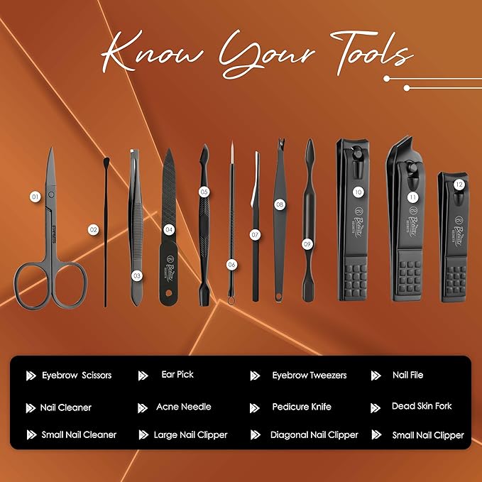 Beauté Secrets Manicure Kit Nail Clippers Pedicure Set Grooming Kit Nail Cutter Ear Pick Tweezers Plucker