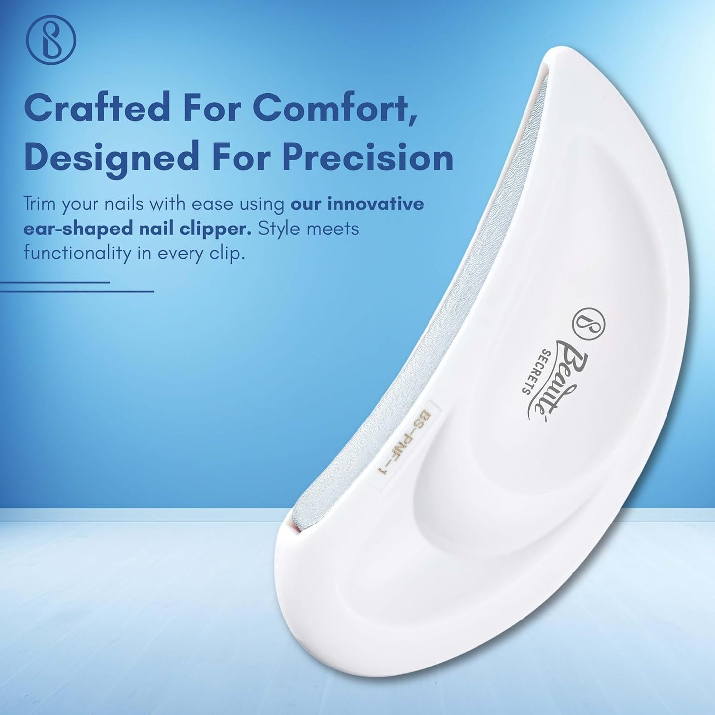 Beauté Secrets Nail Filer and Buffer, Professional Ear-Shaped Nail File with Round Blade