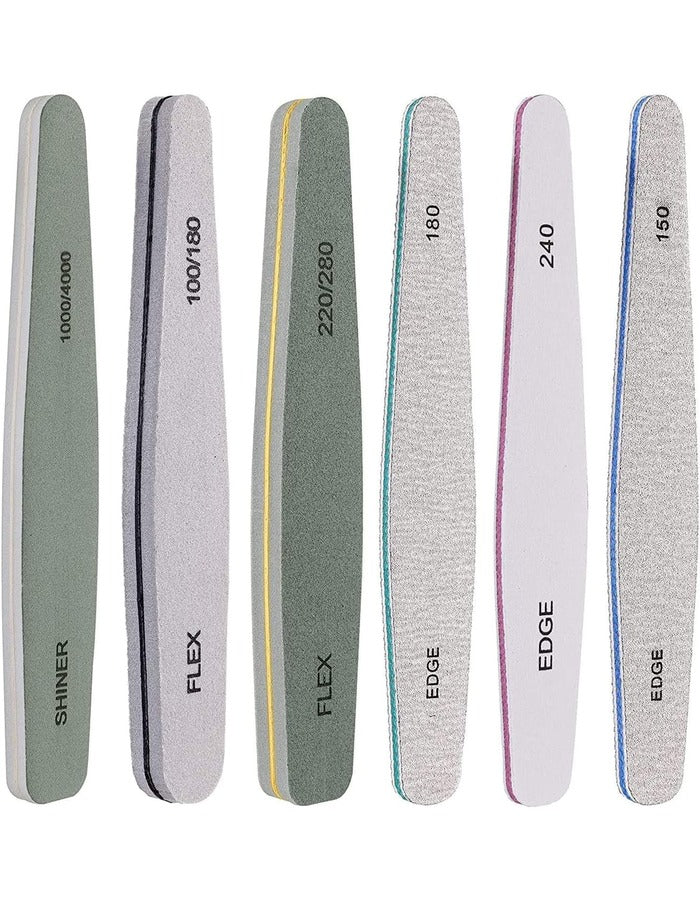 Beauté Secrets Korean 6pcs Nail Files Set for Manicure, Nail Buffer Files Block Coarse Washable Nail Polisher Double Sided Nail Shaper