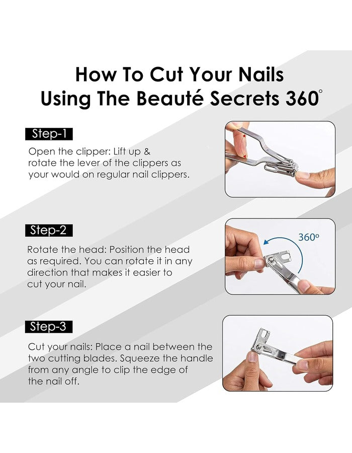 Beauté Secrets Nail Clipper/Nail Cutter with 360 Degree Rotating Head