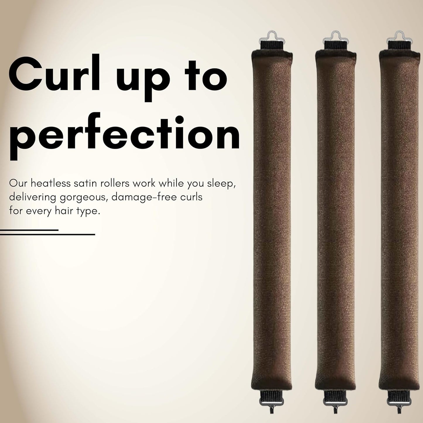 Beauté Secrets Heatless Hair Curler, Flexible Curling Rod with Hook, Satin Rollers for All Hair Types