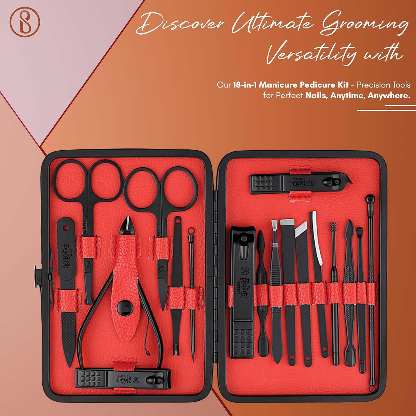Beauté Secrets Manicure Set, Manicure kit for women, Pedicure kit 18 in 1 Grooming Kit