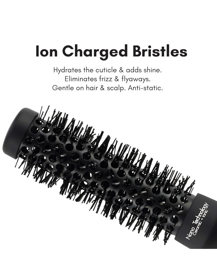 Beauté Secrets Ceramic Round Brush for Blow Drying, 1 Inch Professional Ion Thermal Barrel Hairbrush