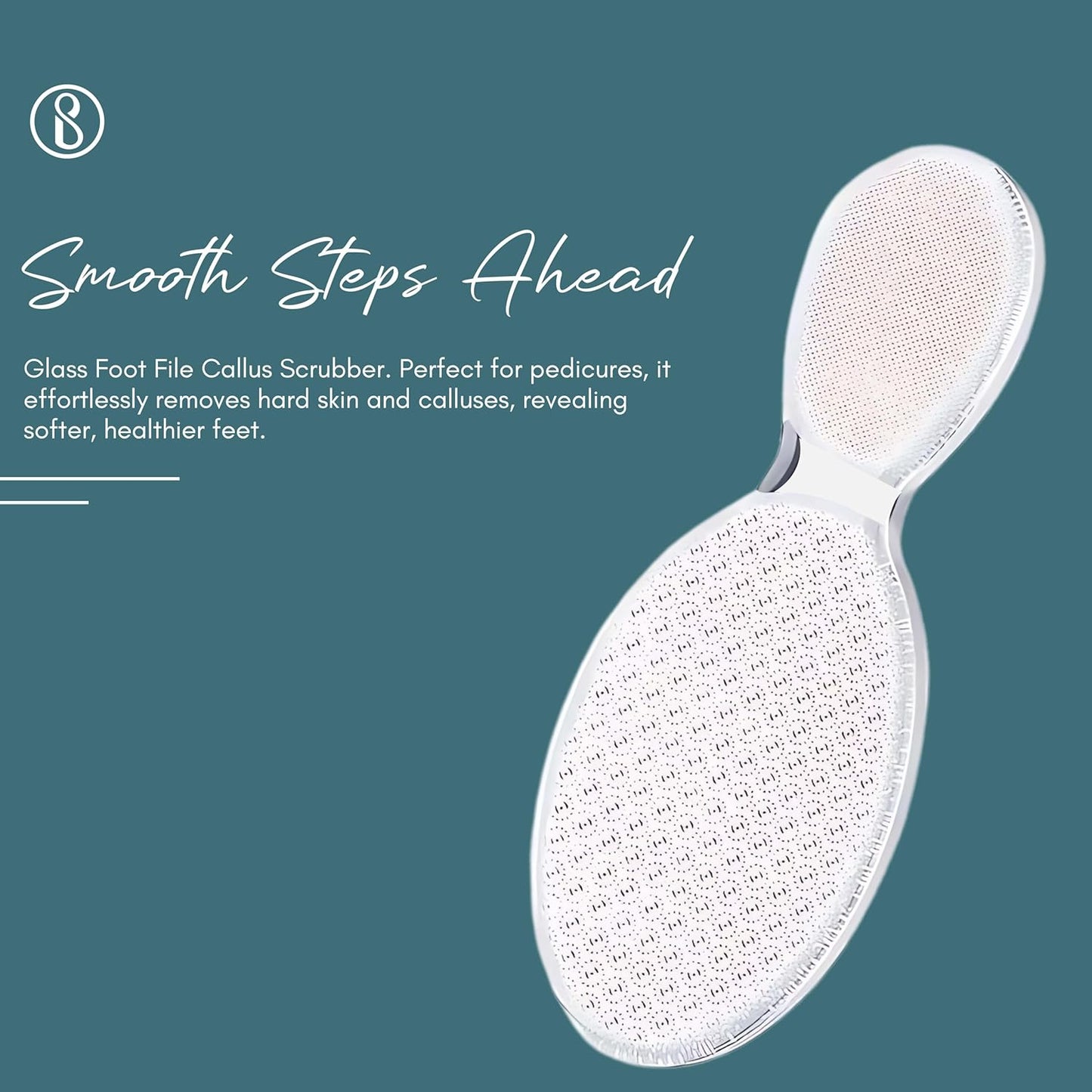 Beauté Secrets Glass Foot File, 8-Shaped Foot Scrubber for Dead Skin, Callus Remover, Heel Scrubber