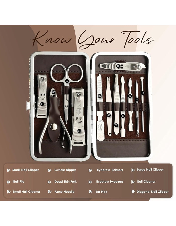 Beauté Secrets 12 in 1 Manicure Pedicure Grooming Kit Gift for Men and Women
