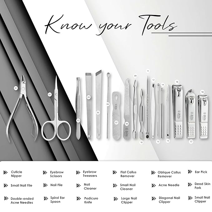Beauté Secrets 18 in 1 Manicure Pedicure Kit with Nail Cutter