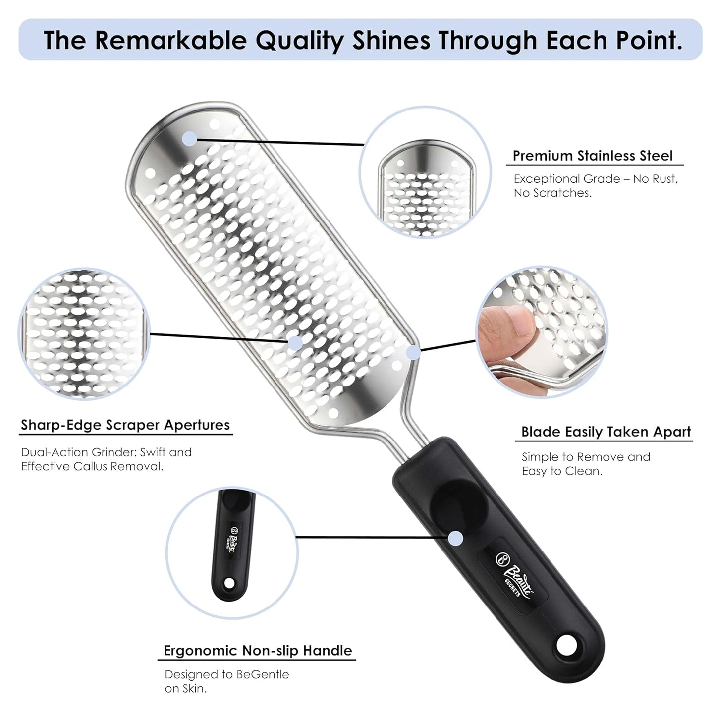 Beauté Secrets Essentials Pedicure Foot File Callus Remover, Foot Scrubber