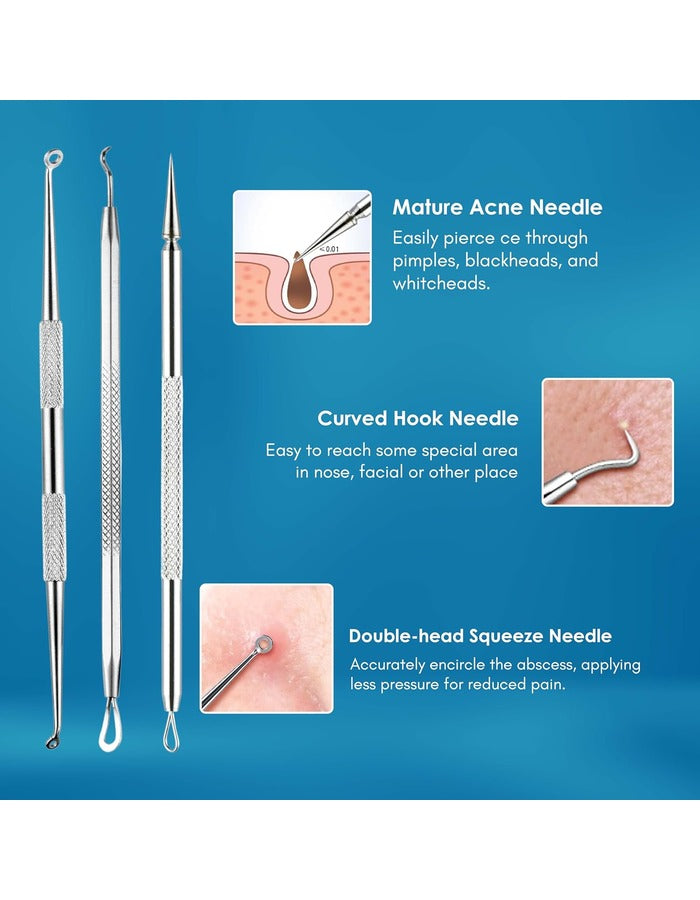 Beauté Secrets Blackhead Remover Tool Set of 8, Pimple Comedown Extractor, Whitehead Popping Treatment for Blemish, Zit Removing on Nose Face Skin