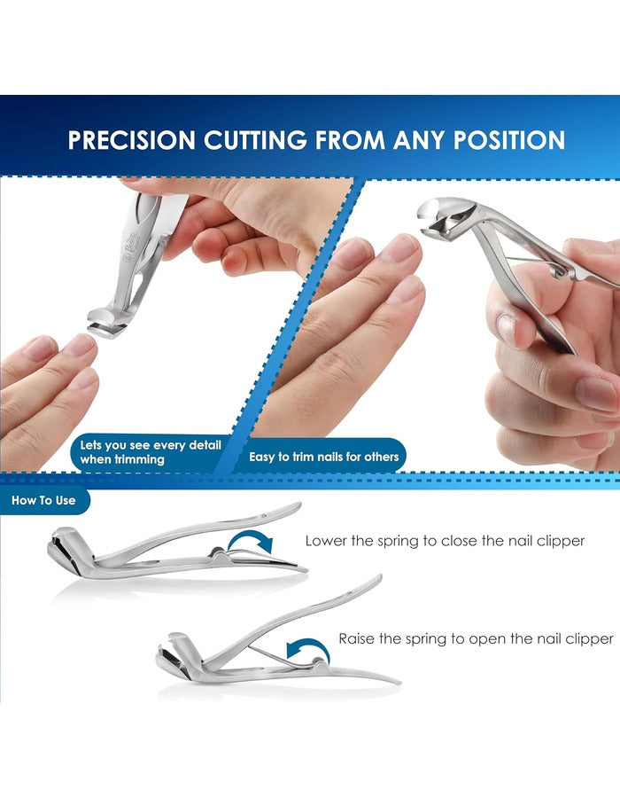 Beauté Secrets Angled Head Nail Clippers for Seniors - Ergonomic Toenail Clipper for Thick Nails, Premium Steel Nail Cutter