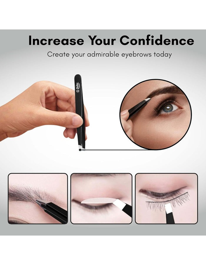 Beauté Secrets Tweezers Set Great Precision Plucker for Facial Hair, Splinter and Ingrown Hair Removal