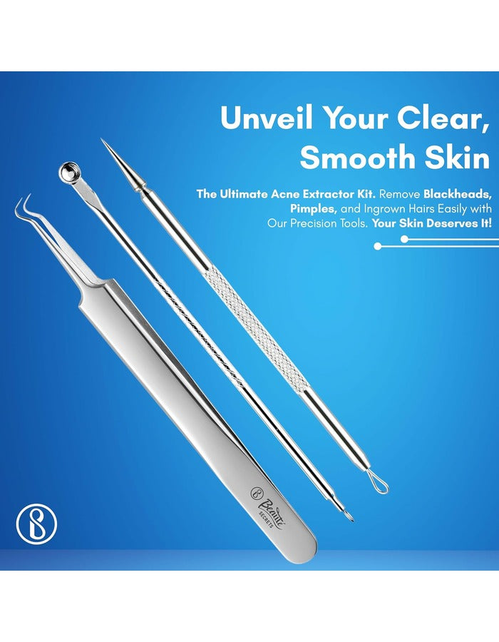Beauté Secrets Acne Extractor Kit, Blackhead Tweezers and Needle, Pimple Remover tools