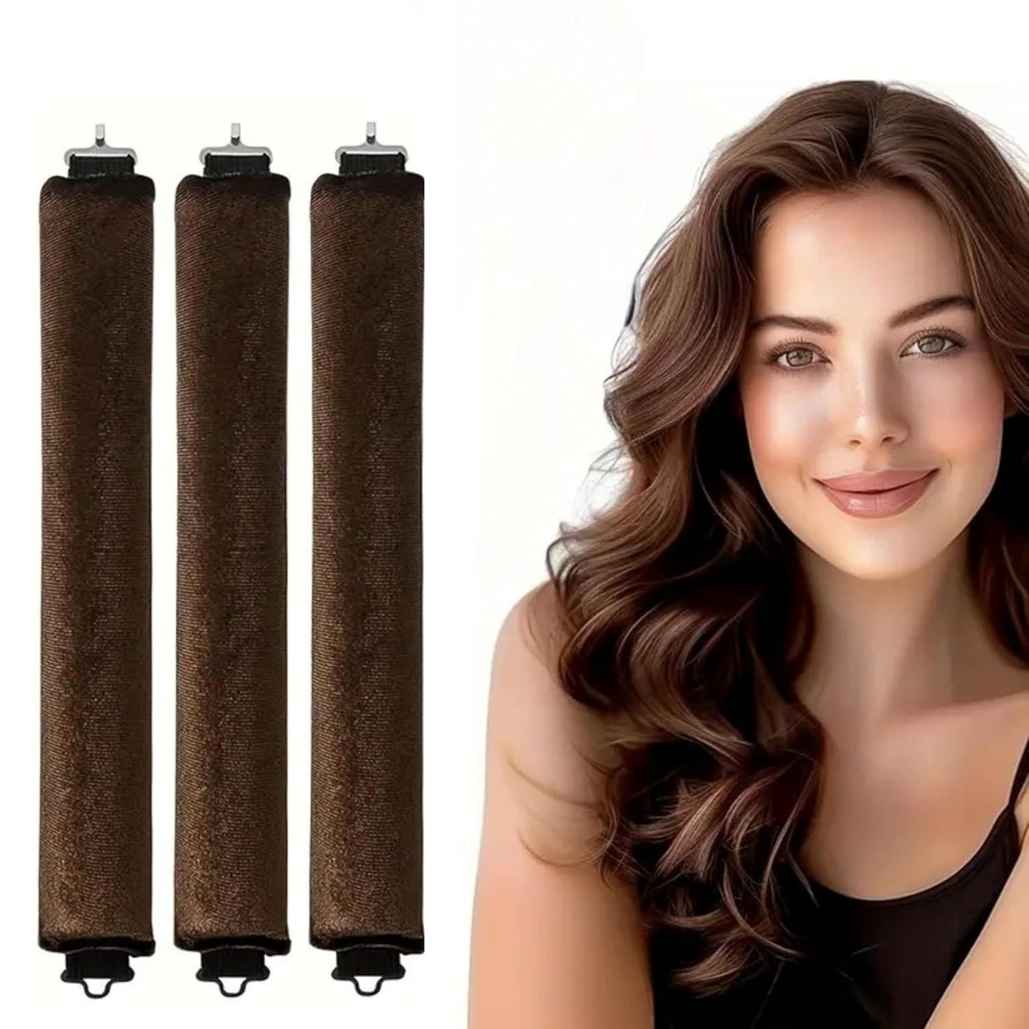 Beauté Secrets Heatless Hair Curler, Flexible Curling Rod with Hook, Satin Rollers for All Hair Types