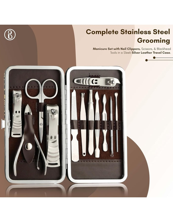 Beauté Secrets 12 in 1 Manicure Pedicure Grooming Kit Gift for Men and Women