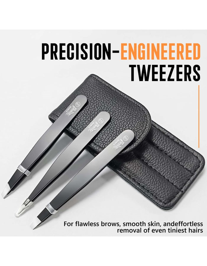 Beauté Secrets Tweezers Set Great Precision Plucker for Facial Hair, Splinter and Ingrown Hair Removal