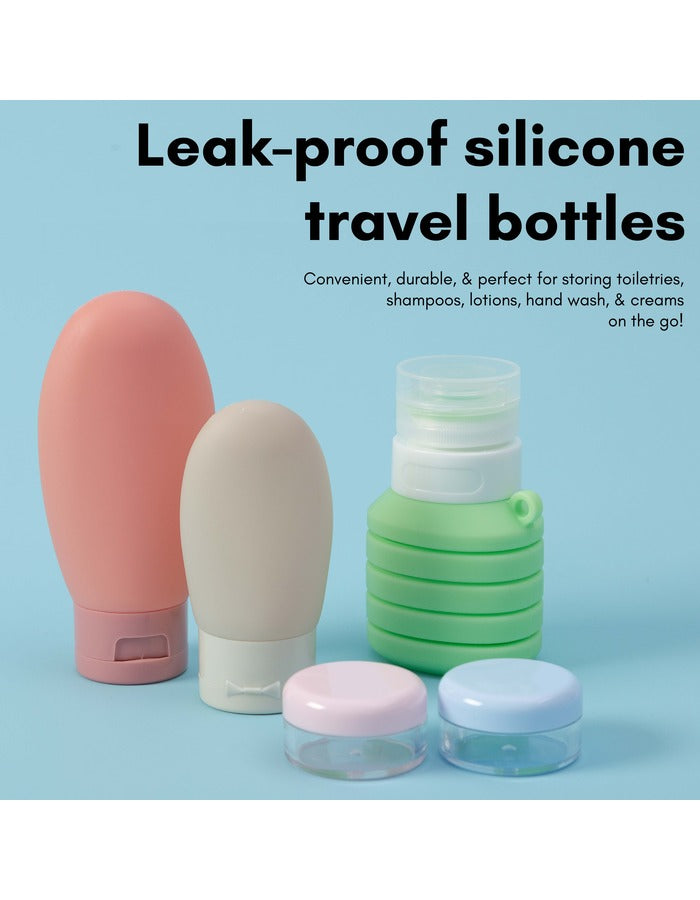 Beauté Secrets Pack of 5 Refillable Travel Bottles for Toiletries Silicone Container for Cream, Shampoo Hand Wash, Lotion Storage Bottle Travel Accessories Leak Proof