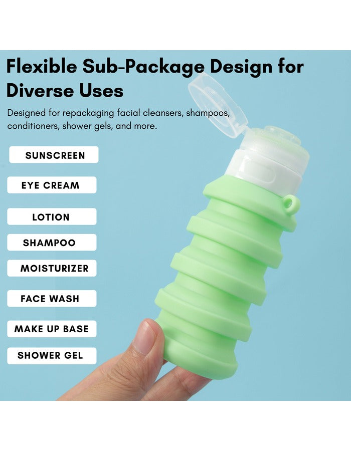 Beauté Secrets Pack of 5 Refillable Travel Bottles for Toiletries Silicone Container for Cream, Shampoo Hand Wash, Lotion Storage Bottle Travel Accessories Leak Proof