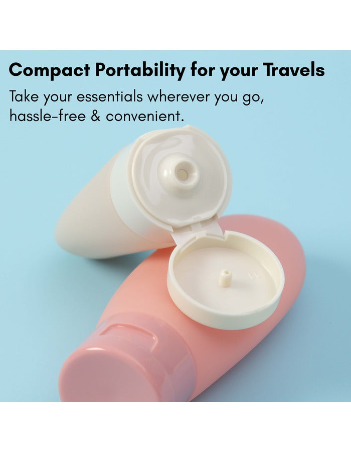 Beauté Secrets Pack of 5 Refillable Travel Bottles for Toiletries Silicone Container for Cream, Shampoo Hand Wash, Lotion Storage Bottle Travel Accessories Leak Proof