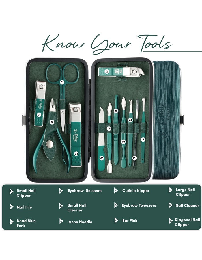 Beauté Secrets Nail Cutter Set - 12-Piece Ultra Sharp Nail Clipper Set with Nail File for Men & Women