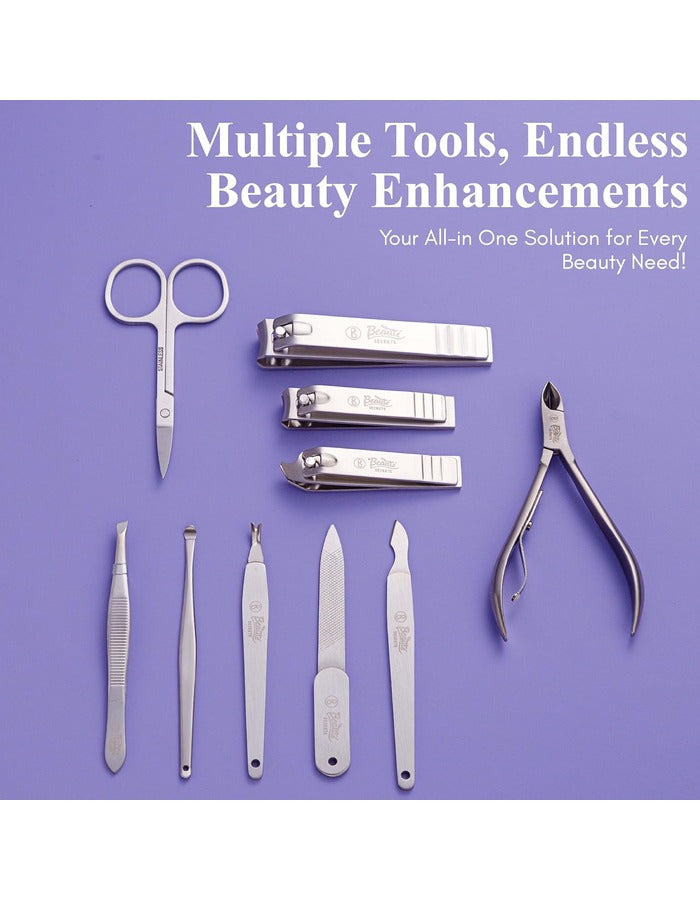 Beauté Secrets 10-Piece Nail Cutter Set – Premium Manicure Pedicure Kit for Women & Men