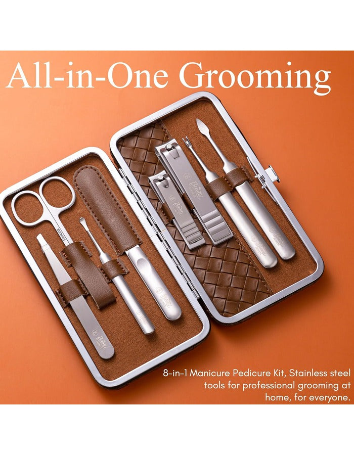 Beauté Secrets Nail Clipper Set 8-Piece Premium Manicure Pedicure Kit – Luxury Grooming Kit with Nail Cutters