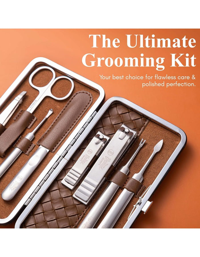 Beauté Secrets Nail Clipper Set 8-Piece Premium Manicure Pedicure Kit – Luxury Grooming Kit with Nail Cutters