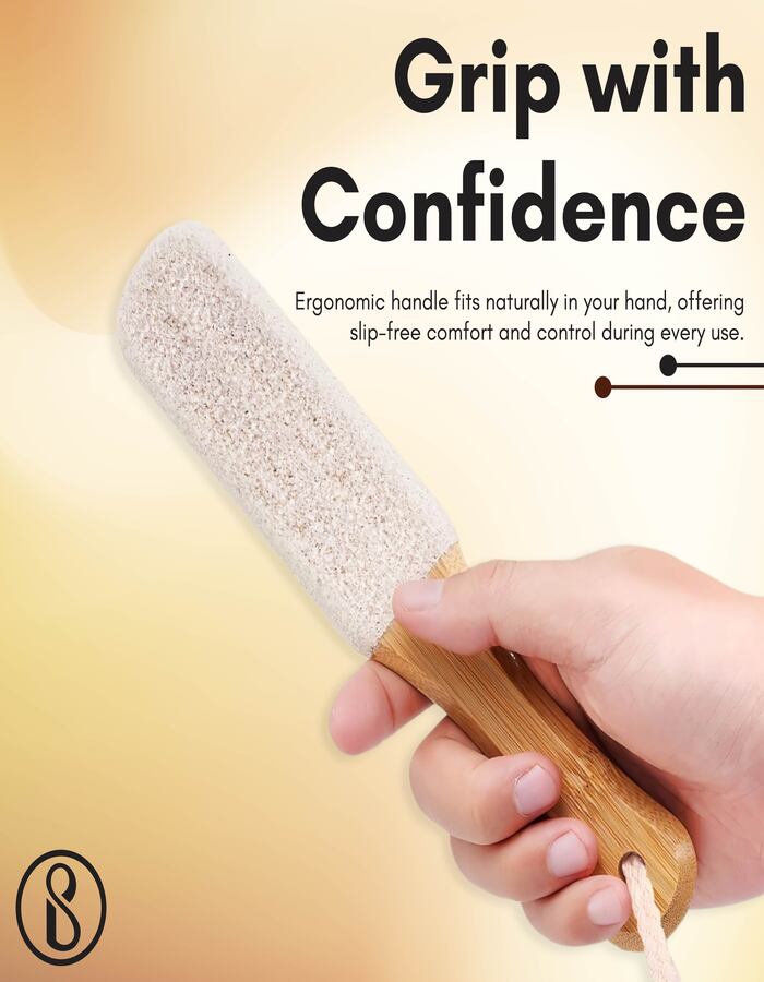 Beauté Secrets Double-Sided Pumice Stone with Handle | Foot Scrubber & Callus Remover for Dead Skin