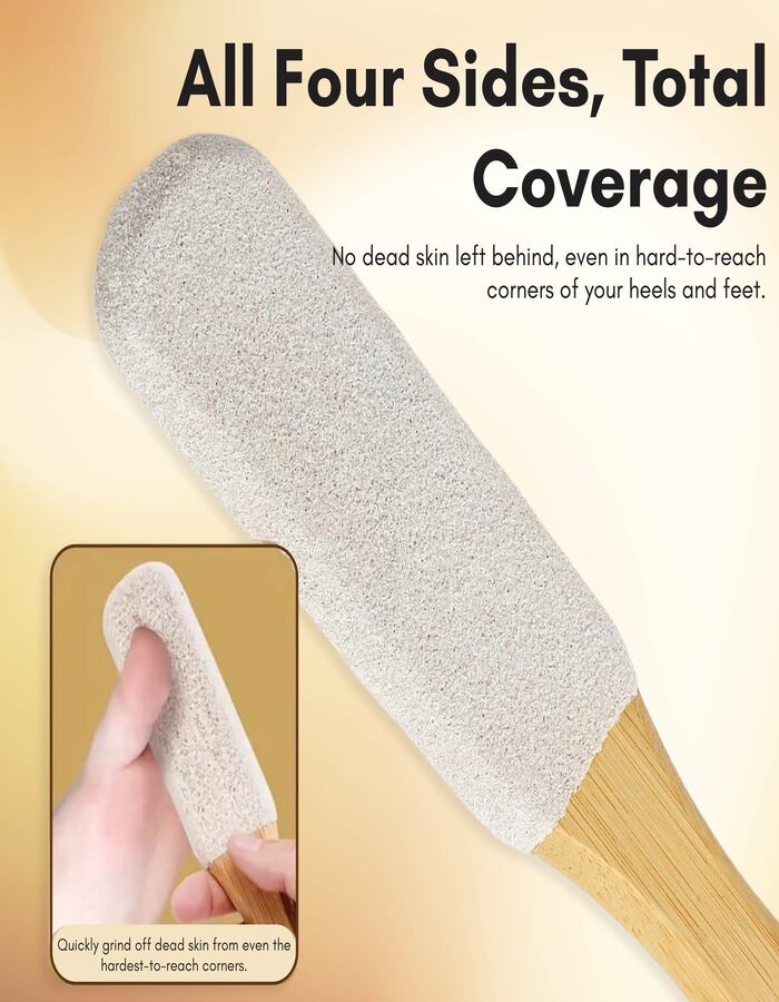 Beauté Secrets Double-Sided Pumice Stone with Handle | Foot Scrubber & Callus Remover for Dead Skin