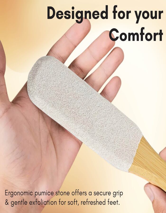 Beauté Secrets Double-Sided Pumice Stone with Handle | Foot Scrubber & Callus Remover for Dead Skin