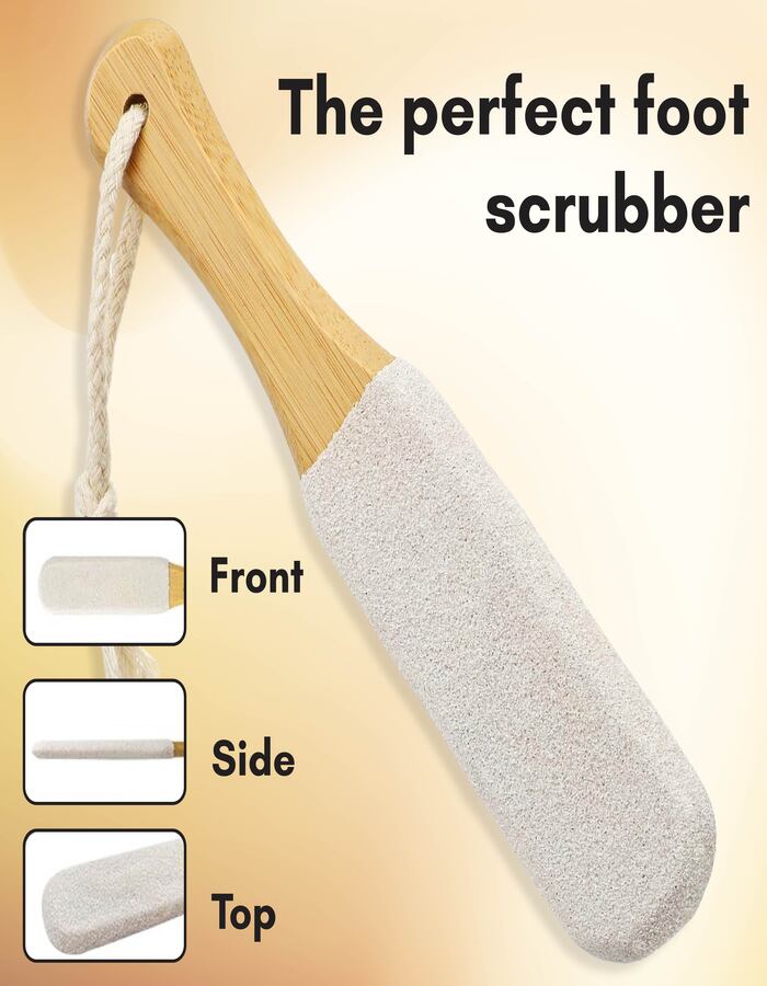 Beauté Secrets Double-Sided Pumice Stone with Handle | Foot Scrubber & Callus Remover for Dead Skin