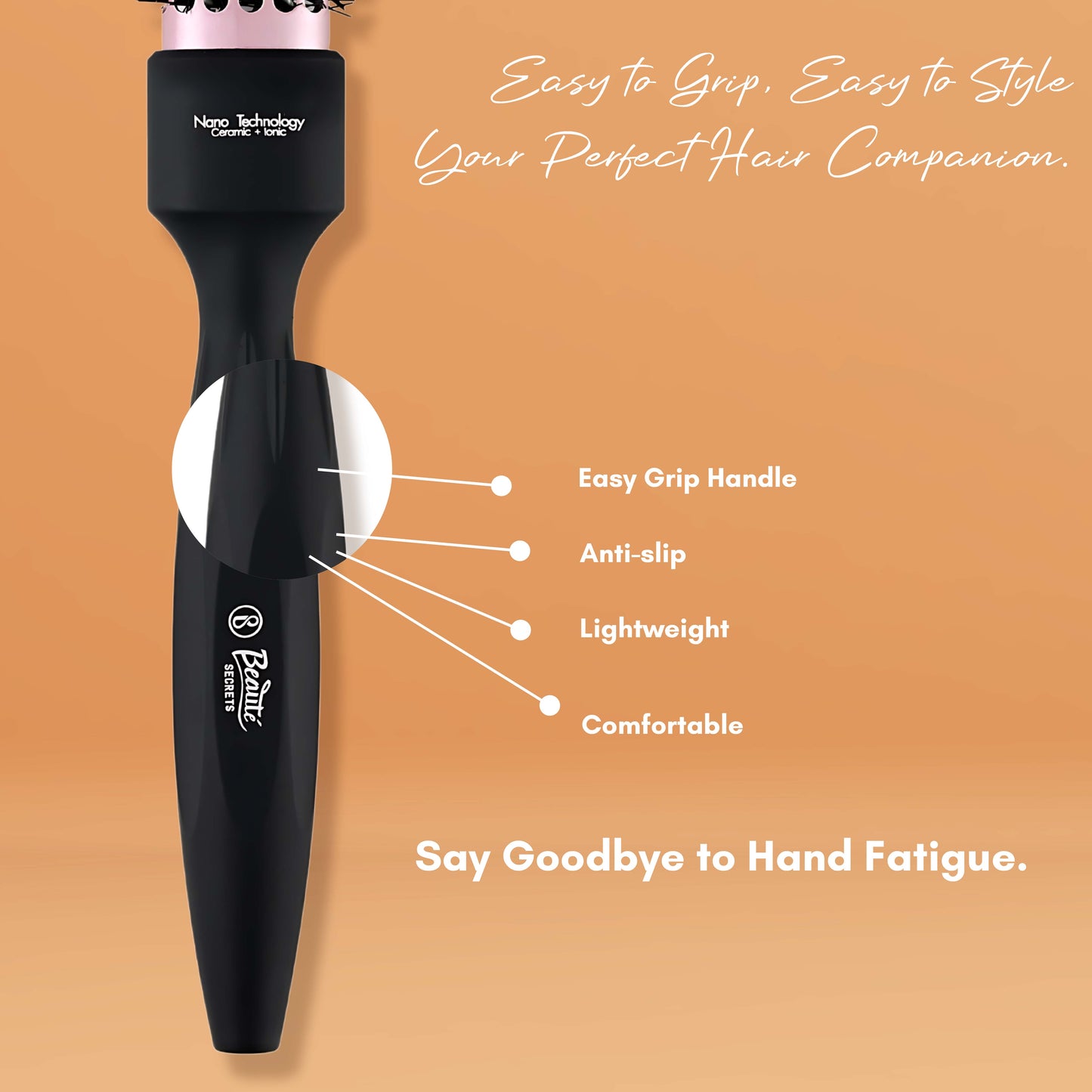 Beauté Secrets Thermo Ceramic Hot Curl Oval Barrel Brush,for Blow-Drying